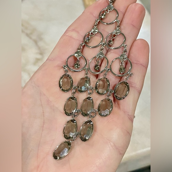 Vintage Crystal Rhinestone Large Pendant Necklace - Picture 13 of 14